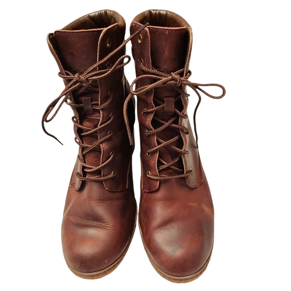 Timberland Women's Tillston Brown Leather Heeled Boots 10 - Picture 3 of 10